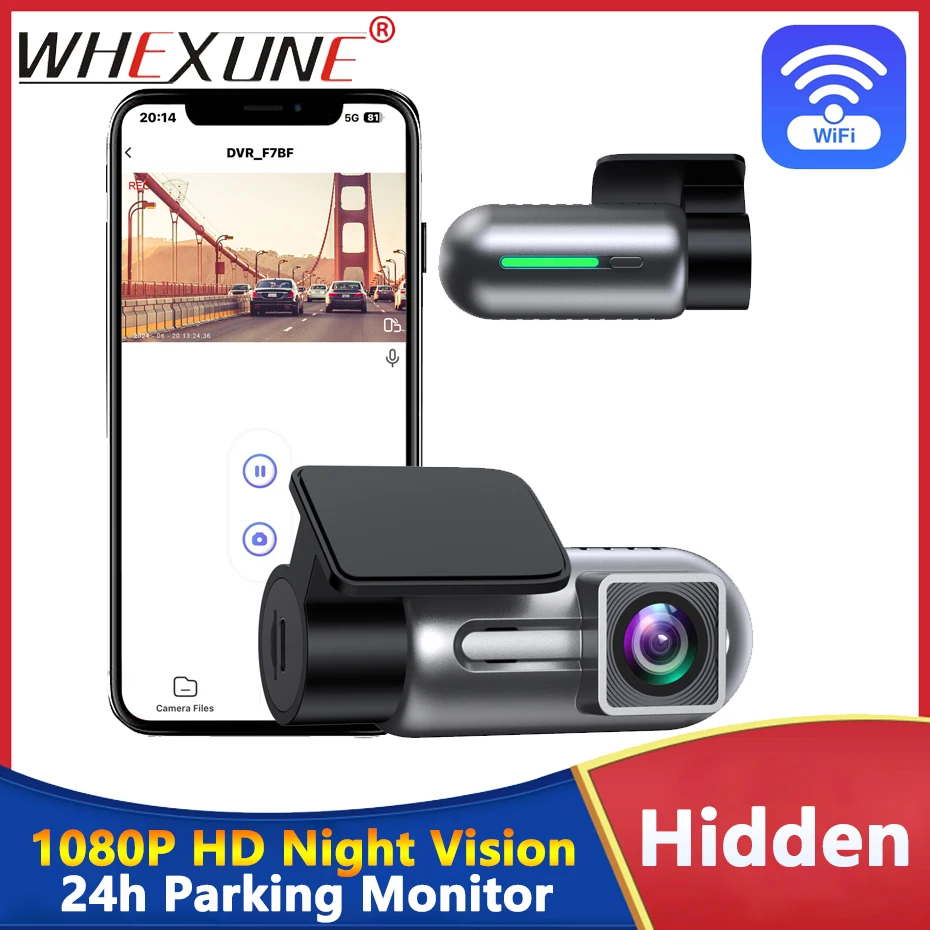 WIFI Dash Cam 1080P Car DVR for Car Camera Black Box Mini Camera Dashcam 24 Hour Parking Monitoring Loop Recording Night Vision