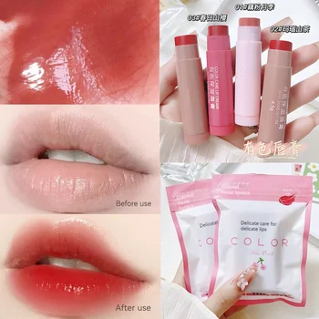 3/1 Stuks Lippenbalsem Hydraterende Anti-Droge Lippenbalsem Gemakkelijk Te Dragen Anti-Kraken Lippenstift Gekleurde Lip Tint Make-Up Lipverzorging Cosmetica