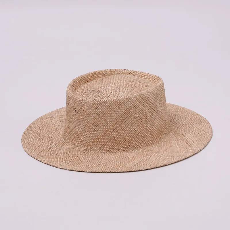 retro-woven-flat-top-hat-sunshade-beach-outdoor-fashionable-nylon-cap-unisex-spring-summer-capsule-collection-chinese-design