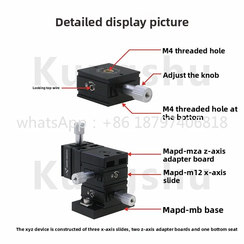 Série MAPD-M, table de déplacement miniature en queue d'aronde/course 12mm/table 25x25mm