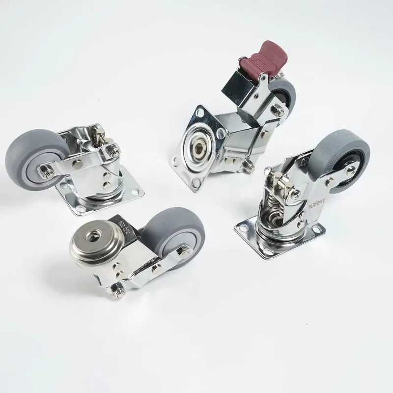 

3/4/5 Inch Steel Chrome TPR Shock Board Casters Foldable Casters Furniture Front Casters