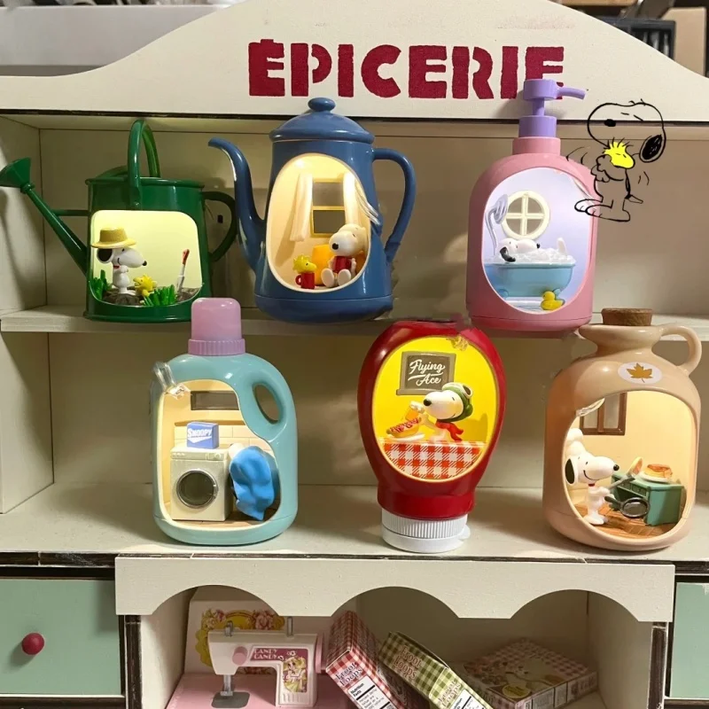 

Re-Ment Peanuts Snoopy'S Life In A Bottle Miniature Model Snoopy'S Laundry Detengent Coffeepot Ornaments Blind Box Toys Gifts