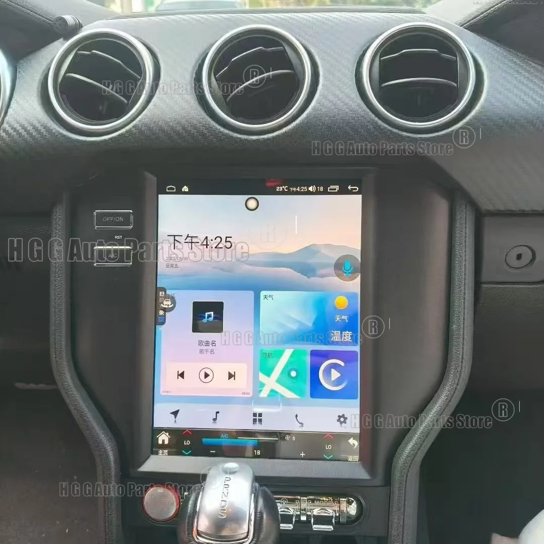 10,4-дюймовый ультратонкий HD-экран с Android 14 для Ford Mustang 2014-2021, мультимедийный проигрыватель с CarPlay, GPS-навигацией, радио и головным устройством.