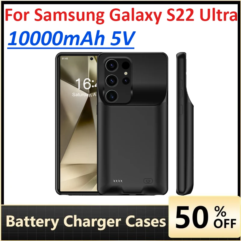 

10000mAh Powerful Battery Pack Battery Charger Case for Samsung Galaxy S22 Ultra Wireless Charging Power Bank Cover