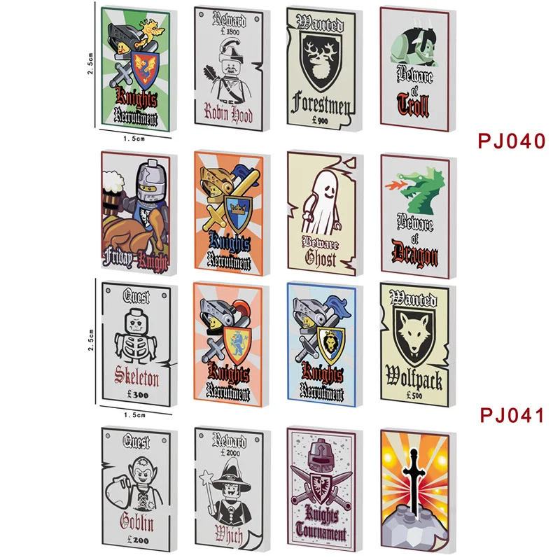 

FJPJ040 FJPJ041 Средневековый набор плакатов Строительные блоки Мини-фигурки Кирпичи Модель игрушки