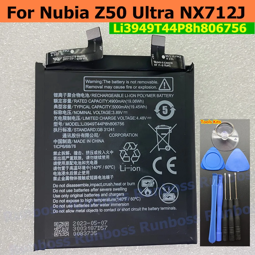 New Original Li3949T44P8h806756 5000mAh Battery For ZTE Nubia Z50 Ultra Z50Ultra NX712J Mobile Phone