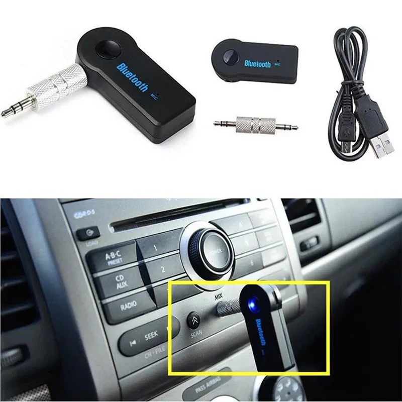 1-6pcs Bluetooth Aux Car Handsfree Kit 3.5mm Wireless Aux To Bluetooth Adaptor Audio Music Receiver Mini MP3 USB BT V3.0 Player
