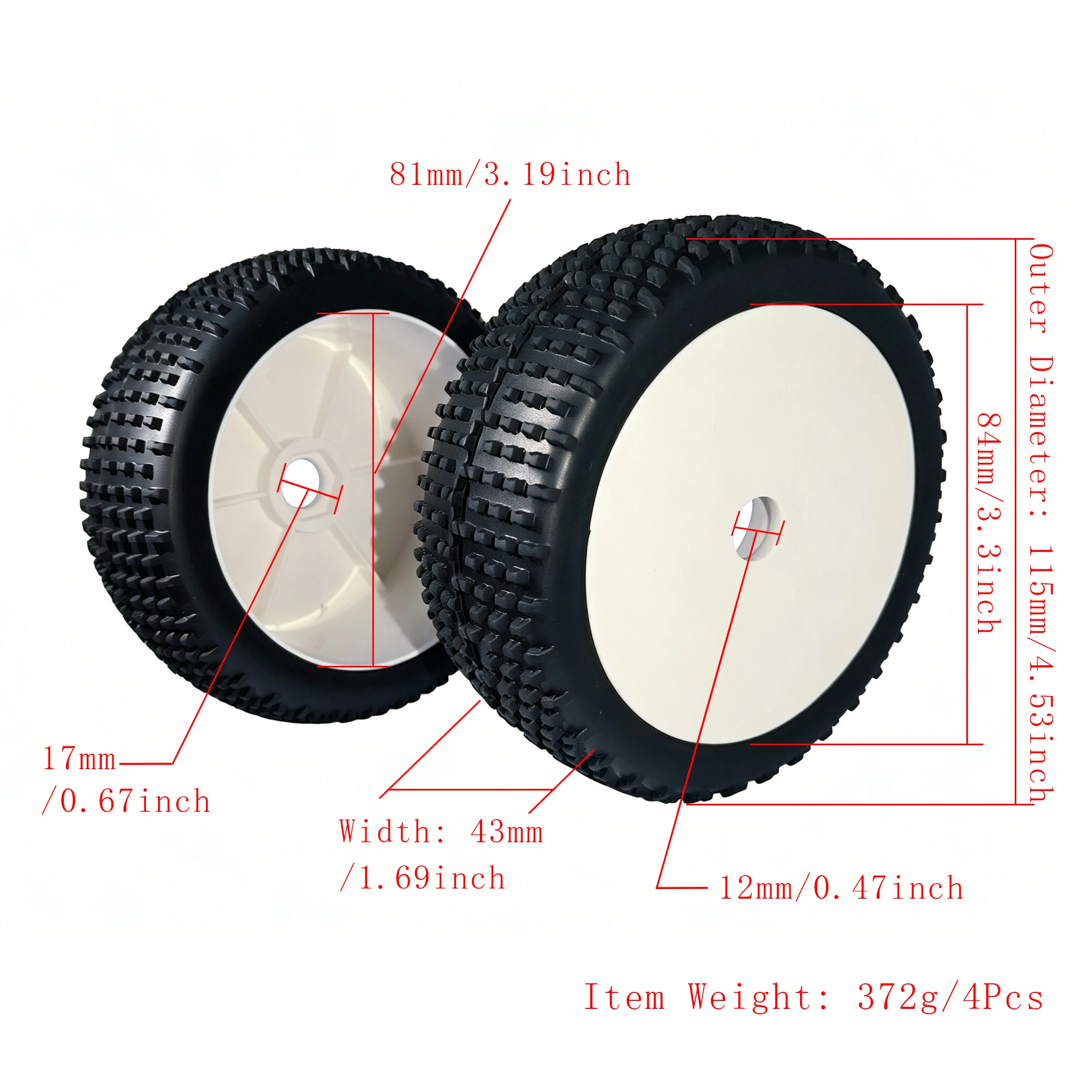 1/8 RC Racing Car Wheel Tires Buggy Tyre 17mm Hex for 1:8 RC Off Road Car Truck Truggy HSP HPI WLtoys ARRMA KYOSHO MP10 HOBAO