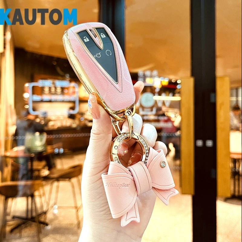 Women Car Leather Key Fob Cover Use For Changan Cs75 55plus Eado Plus Unit Univ 2022