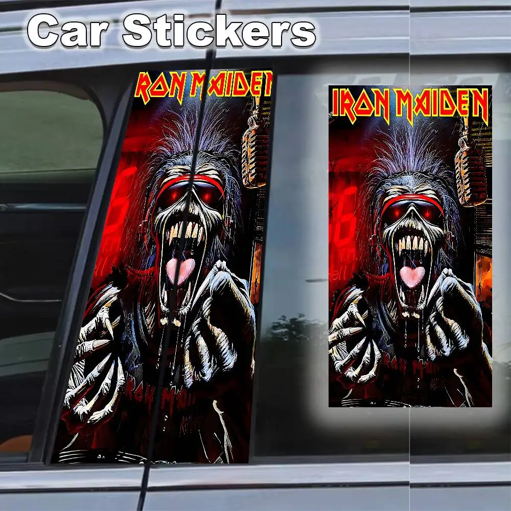 I-Iron Band M-Maiden 2 قطعة سيارة منتصف عمود ملصق الإبداعية B-عمود طبقة رقيقة واقية نمط سيارة ملصق #1