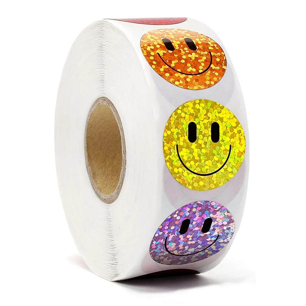 Rouleau d'autocollants colorés en forme de visage souriant, 110 pièces, autocollants emoji joyeux pour les cadeaux de fête, les travaux manuels et les projets personnels