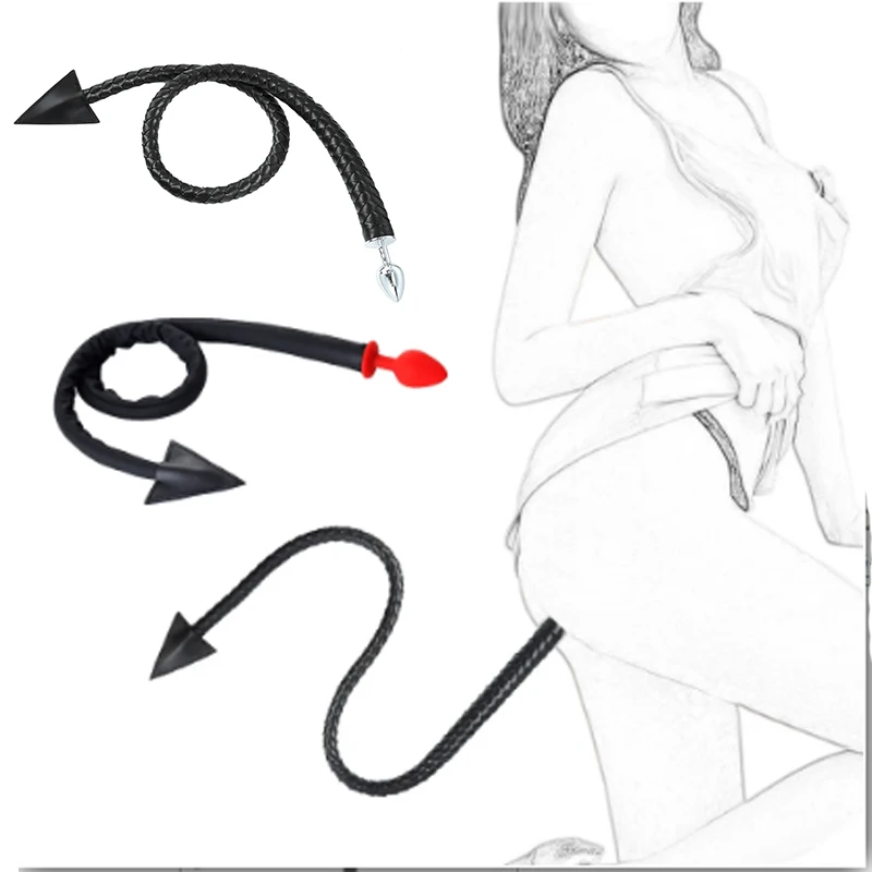 Silicone/Metal Demon Tail Anal Plug Whip Anal Sex Devil Tail Anal Plug BDSM Cosplay Butt Plug Anal Sex Toy for Couple Game