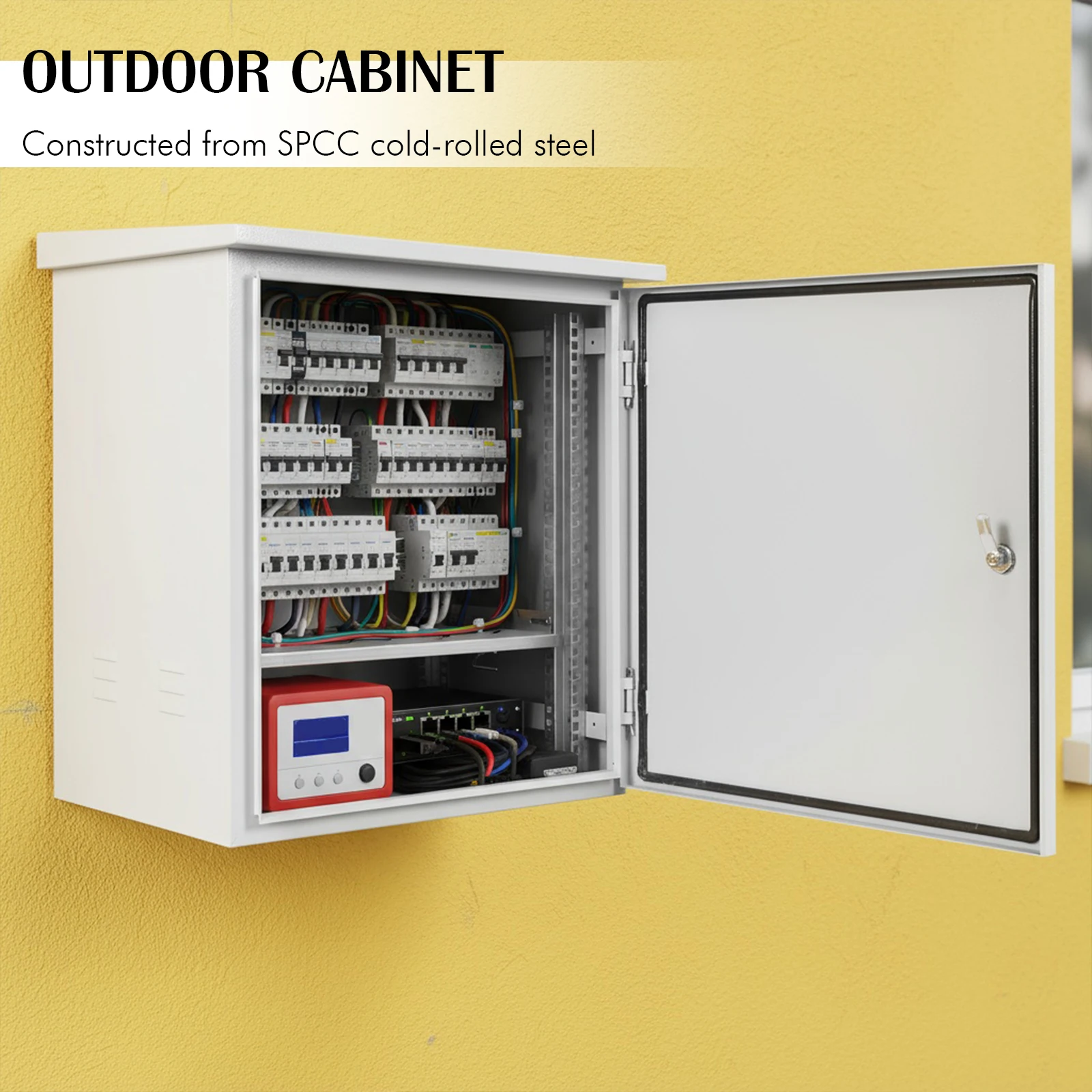 

12U Industrial Electrical Box Dustproof Electrical Junction Box Metal Wall Mount for Electrical Services and Battery Accessories