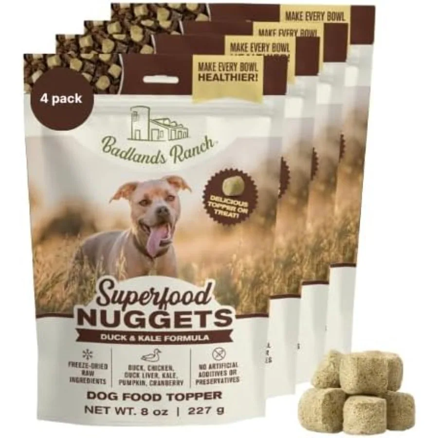 

Superfood Nuggets Freeze-Dried Raw Dog Treat and Food Topper Nutrient-Dense Duck and Kale Formula High Protein No Artificial Ad