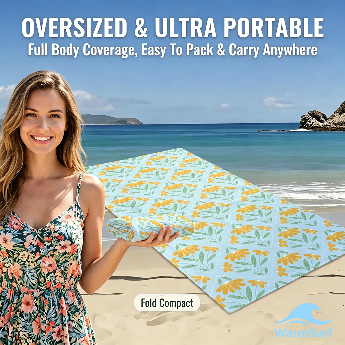 

Apricot Daisy Grid Beach Towel Sand Free Quick Dry Absorbent Thin Compact Towels for Swimming Pool Camping Beach Accessories
