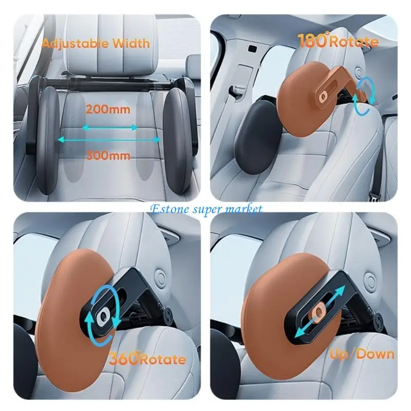 090B وسادة سيارة قابلة للتعديل مع خطة مركزية ثلاثية الأبعاد ومثبتين لمسند الرقبة للدفع الطويل #3