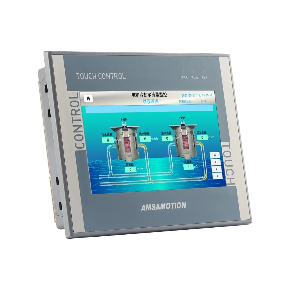 AMSAMOTION 7'' Inch HMI PLC All-in-One Machine AMX-FX3U Controller Ethernet Monitor 16DI 16DO 4AI 2AO Touch Screen CNC GX