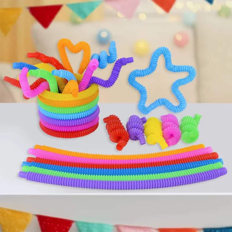 8 16 24 32 قطعة أنابيب البوب الألعاب الحسية UrChoice المهارات الحركية الدقيقة والتعلم للأطفال الصغار ألعاب متململة ومفضلة للحفلات للأطفال