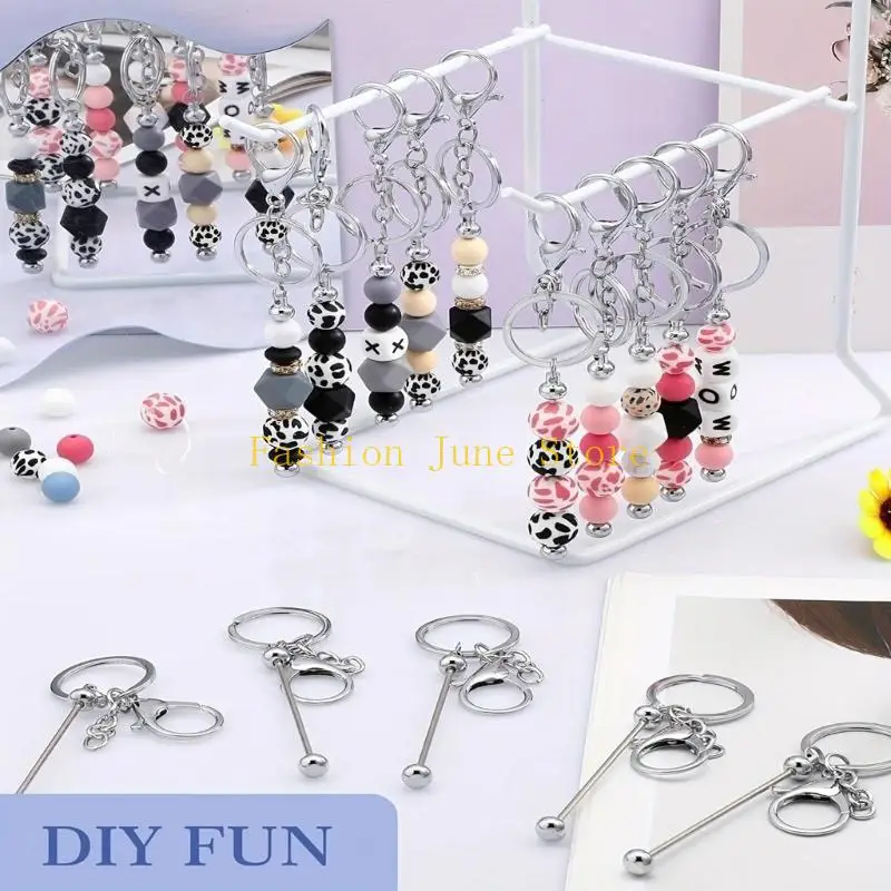

N5KA Craft Set of 12 Alloy Beading Keyring Blanks Keychain Charm Gifts Accessories