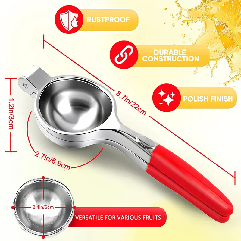 Lemon juicer made of stainless steel, oversized lemon juicer, heavy-duty manual citrus juicer with hand pressure