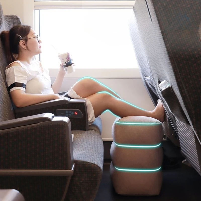 3layer Inflatable Travel Pillow Foot Pad Airplane Car Bus Footrest Stool Height Adjustable Flight Sleeping Resting Pillow