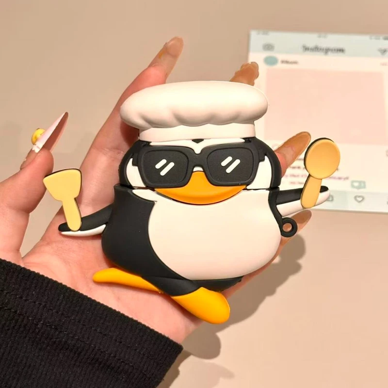 

For AirPods Pro3 Pro2 Pro for AirPods1 2 3 4th Generation Wireless Bluetooth Three-dimensional Dancing Penguin Earphone Case