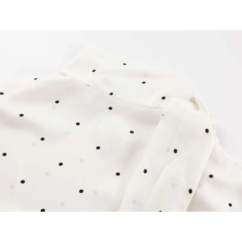 

French Ribbon Polka Dot Shirt Women's Loose Commuter Long Sleeve Girls Top