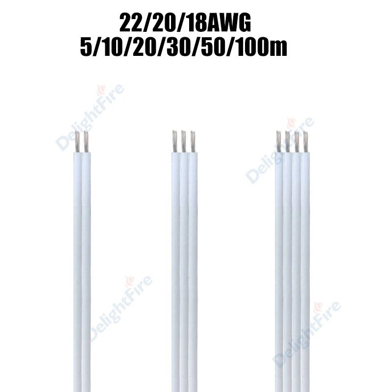 

2 3 4Pin LED Extension Cable Tinned Copper 22 20 18AWG 5/10/20/30/50/100m Electrical Wires For 5050 RGB WS2812B LED Strip Light