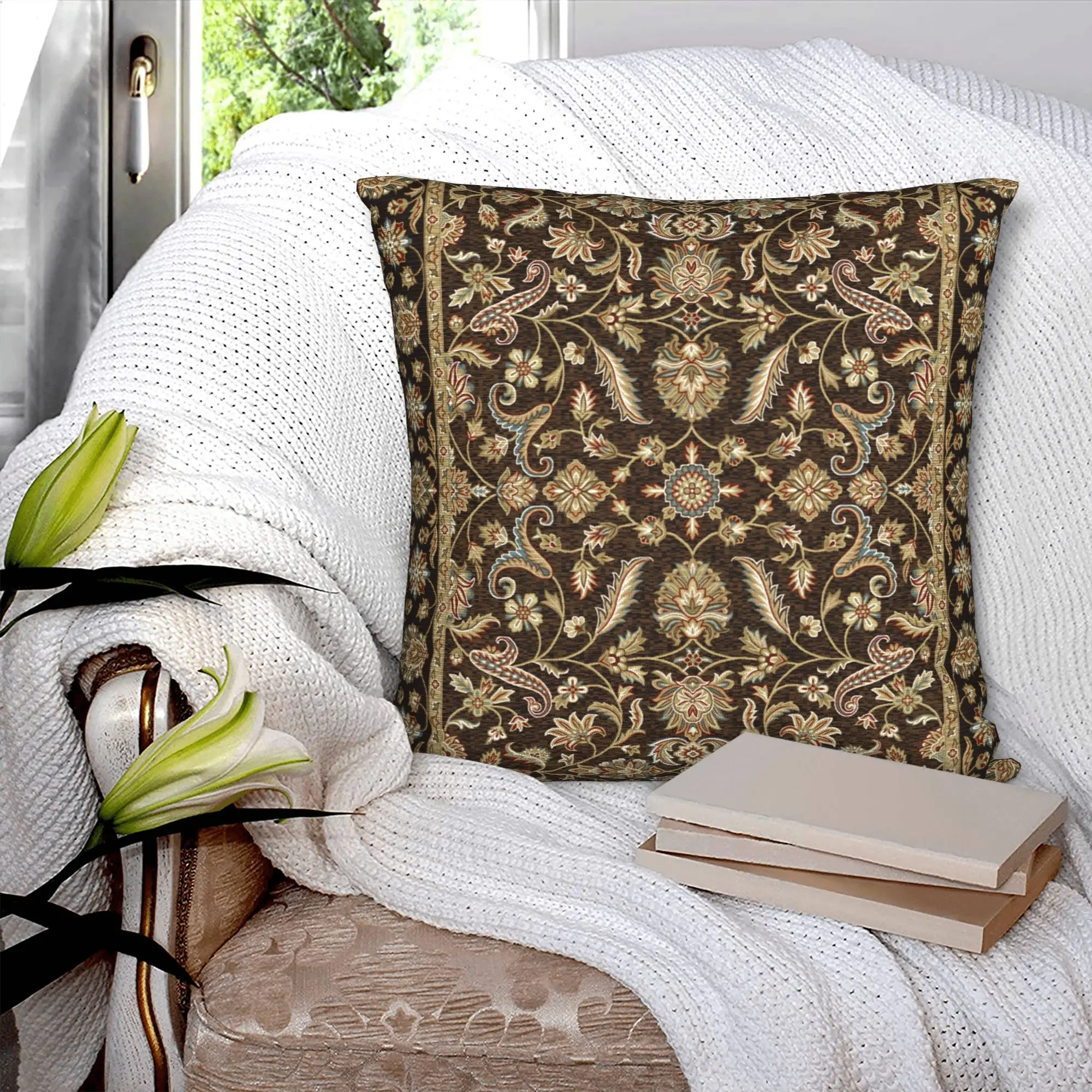 Bohemia Ethnic Tribal Carpet Cushion Cover Antique Persian Rug Velvet Nordic Throw Pillow Case Home Decoration
