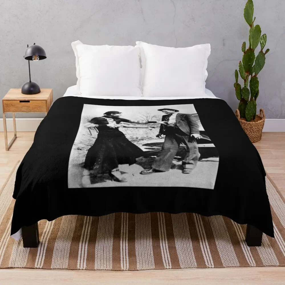 

Bonnie & Clyde With Rifle Throw Blanket Cozy Home Blanket Gift for Christmas Holiday