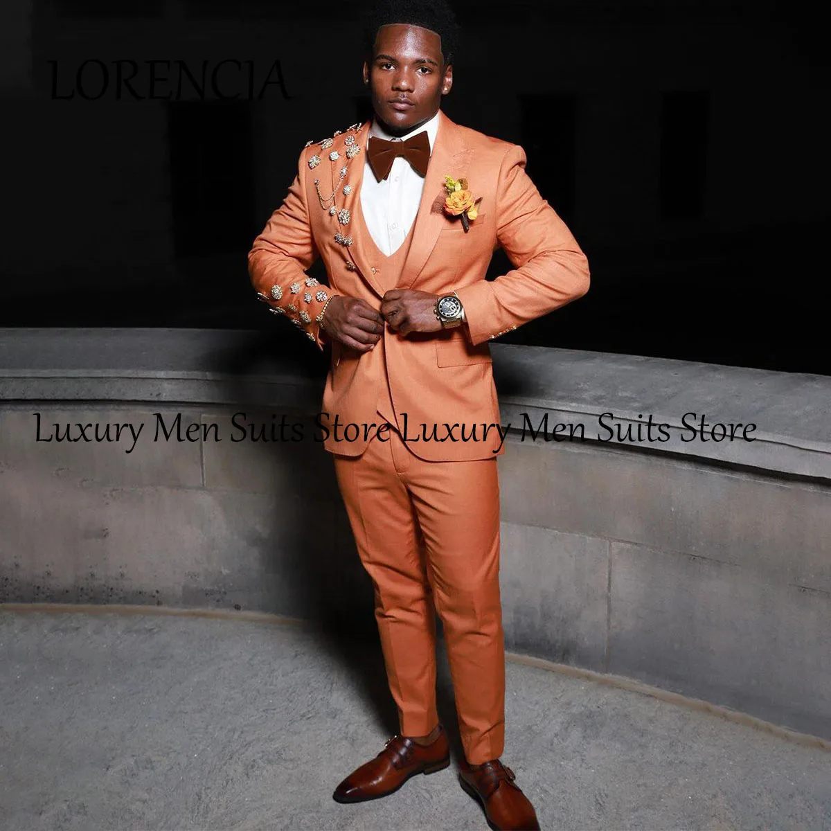 Fashion Customizd Jacquard Men Suits Embroidery Male Party Blazer 3 Pieces Sets Slim Fit Groom Wedding Tuxedos pantalones hombre