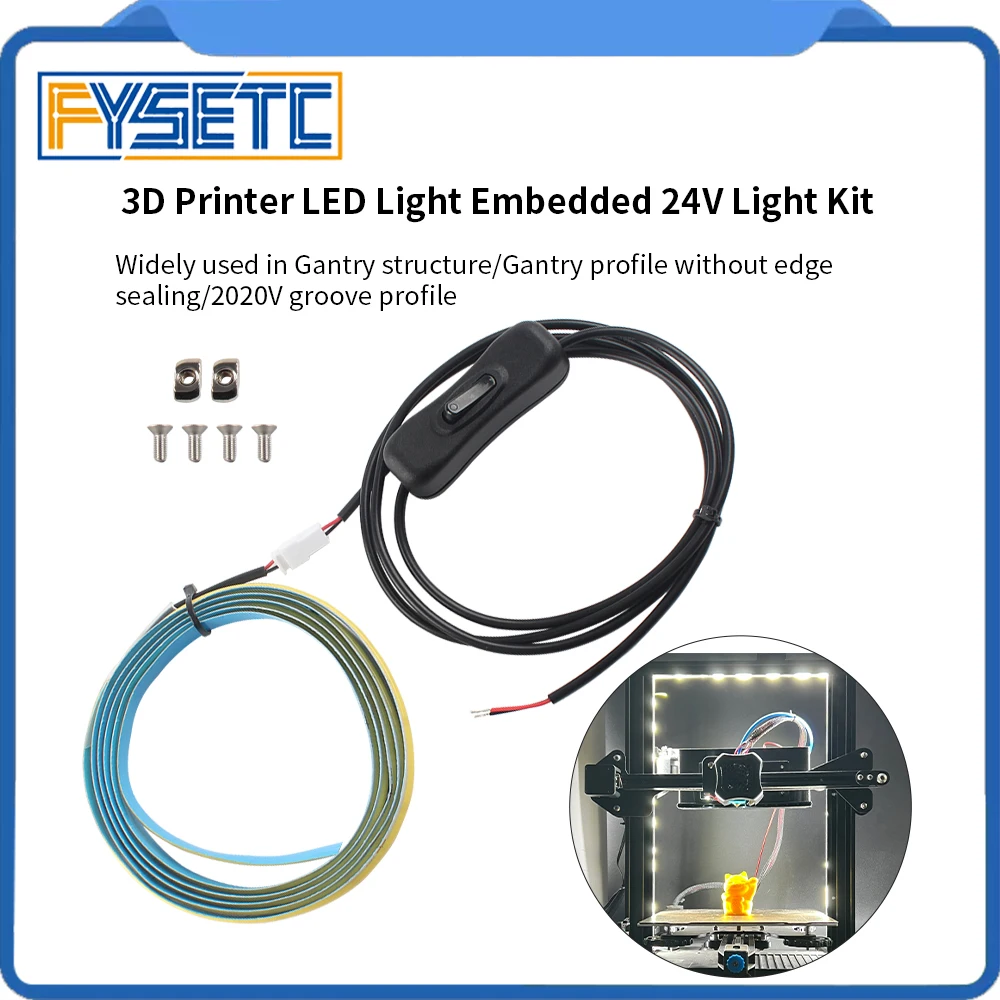 

FYSETC 3D Printer LED Light 24V 1500mm Dual Sides Embedded Light Bar Strip Upgraded for Ender 3 V2 S1 CR6SE 2020V Groove Profile