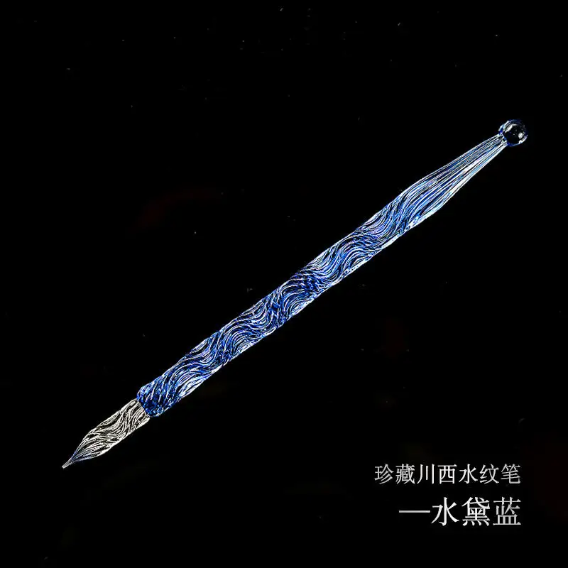 Imagem -02 - Caligrafia Dip Pen com Caixa de Presente Wave Light Shaped Glass Pen Design de Cores