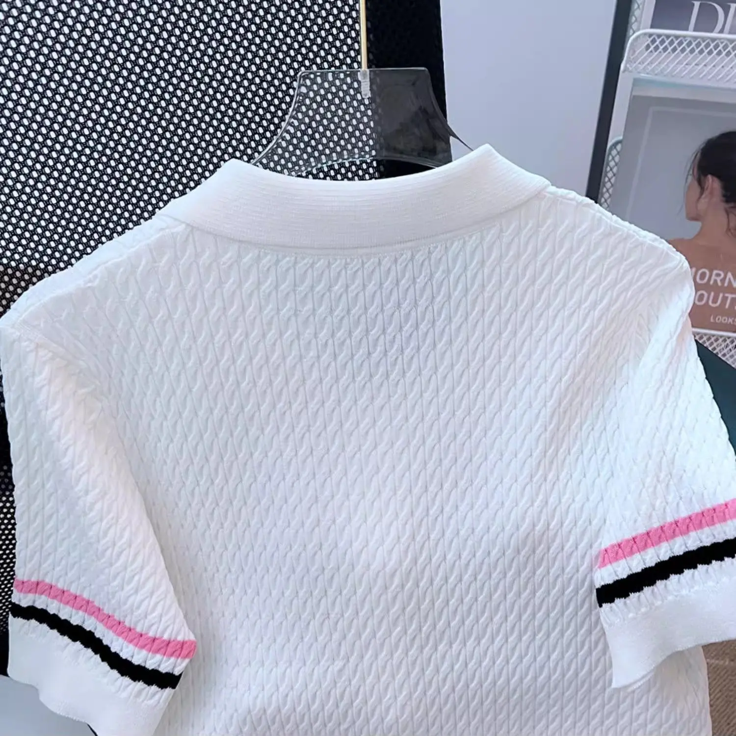 Femme 2025 New Korean Vintage Fashion Slim Buttons Knitting Top Tee Summer All-match Temperament Striped Women Clothing Sweater