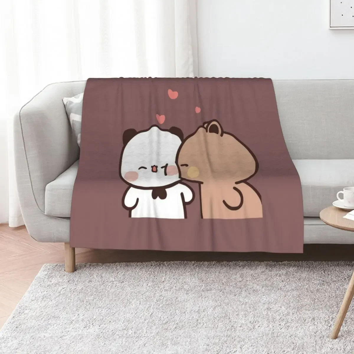 

Love kiss from DuDu Bear to BuBu Panda Throw Blanket Picnic heavy to sleep Sofas Blankets For Bed Blankets