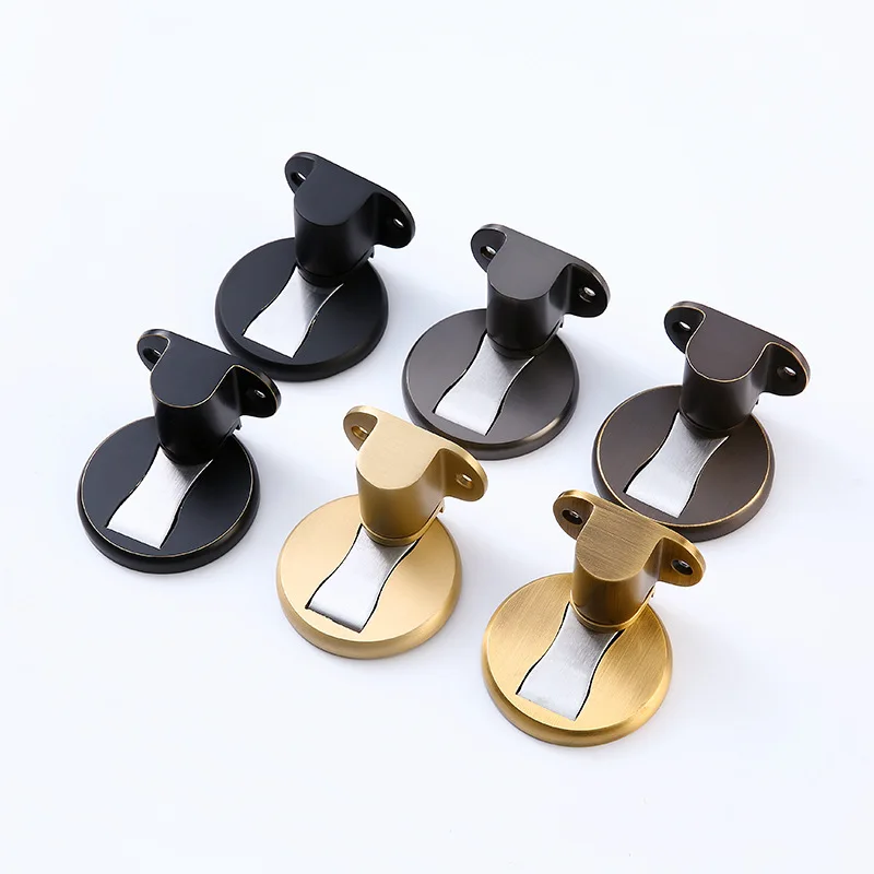 Geborsteld messing veiligheid magnetische deurstopper muurbeschermer vloermontage onzichtbare deurstop