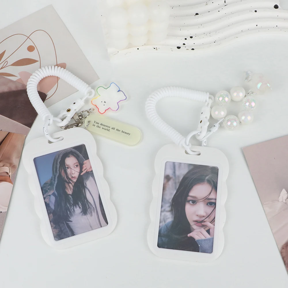 1pcs Anti-loss Card Holder Sliding Photo Sleeves Bag Pendant Key Chain Card Holder Photocards Protector Girl Cute Gift Chain