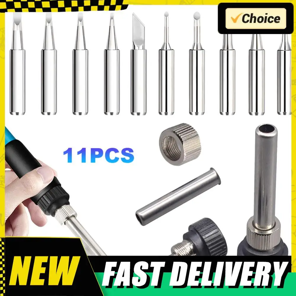 

11 Pcs Solder Iron Tip with Welding Sleeve 900M Lead-Free Replaceable Soldering Tip Welding Tips Head Welding Station Tools