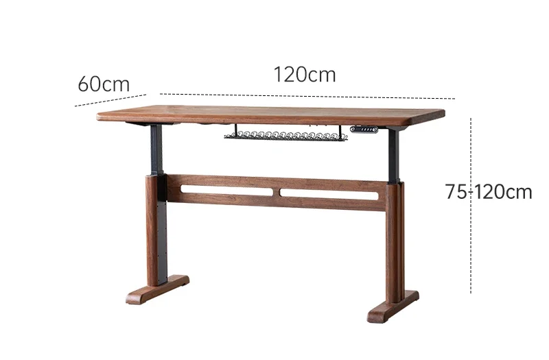 Solid wood electric computer table made of black walnut wood