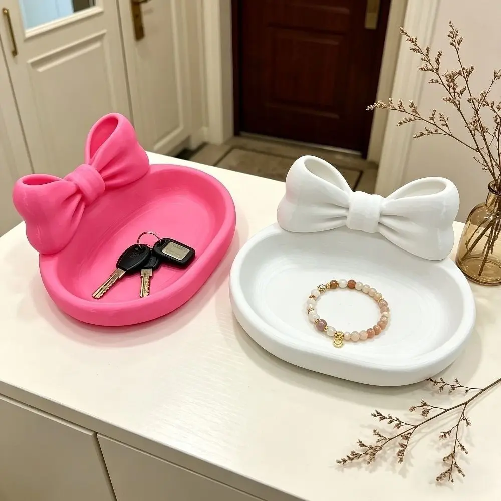 3D Printed 3D Printed Bow Storage Box Love Heart Shell Shape Bowknot Bow Jewelry Tray Large Capacity Plastic Jewelry Storage Box