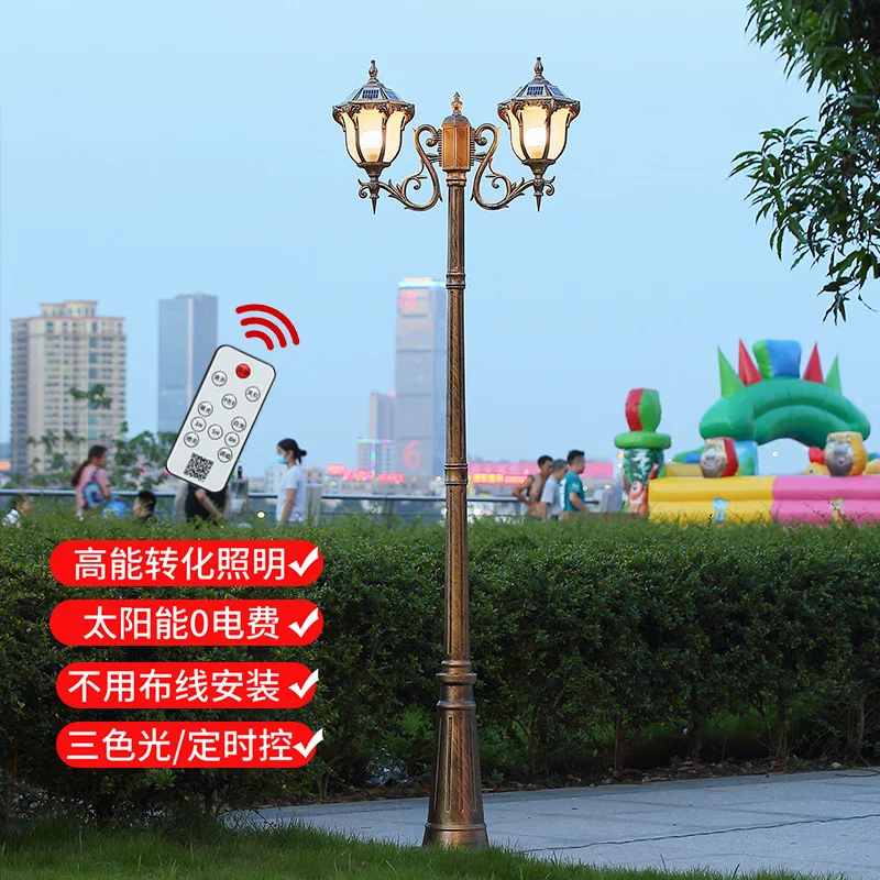 Solar garden light outdoor waterproof retro garden villa community high pole light
