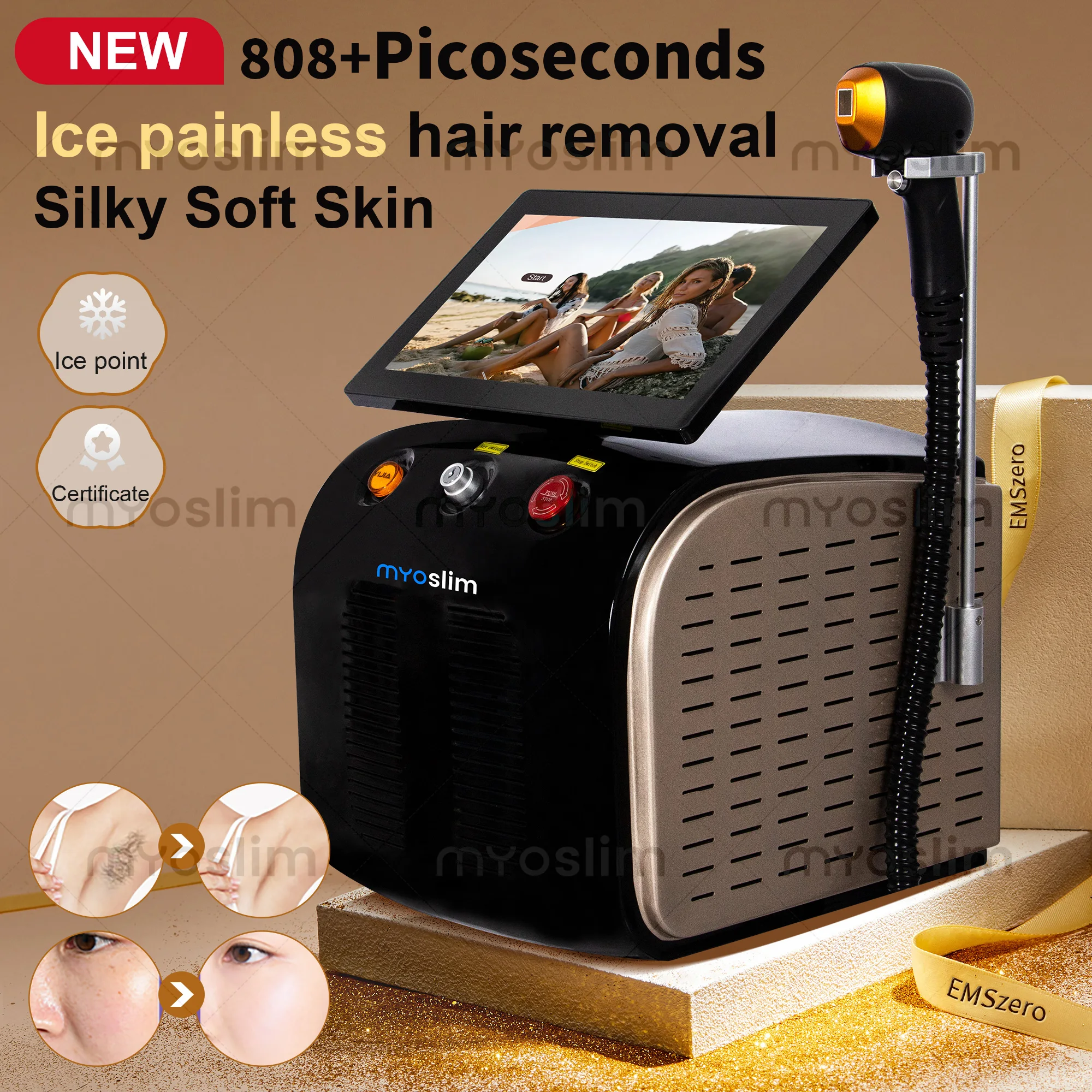 

2in1 Soprano Titanium Ice Platinum Diode 755 808 1064nm 3 Wavelength Laser ND:YAG Machine Painless Hair Removal Machine