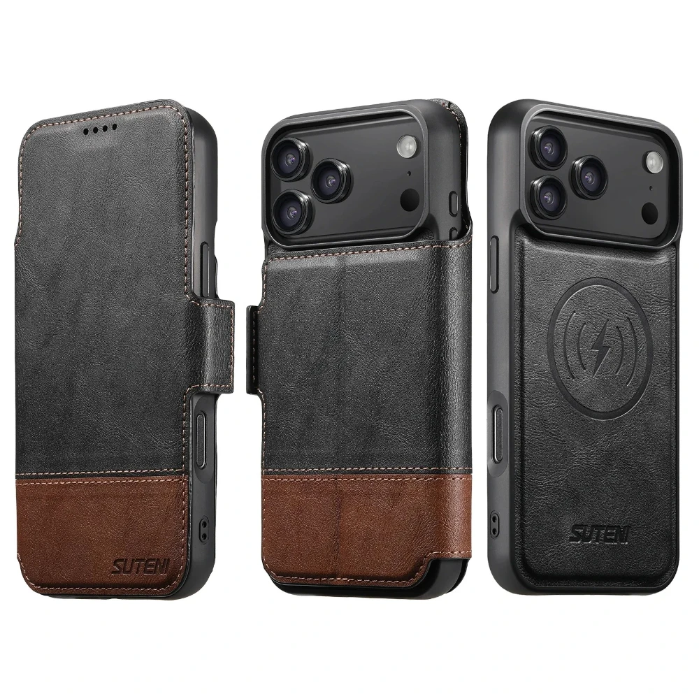 

Чехол для телефона из искусственной кожи для iPhone 17 Pro Max 17Air 16 Plus 15 14 13 12 Подставка для карт Кошелек с беспроводной зарядкой Магнитный откидной чехол