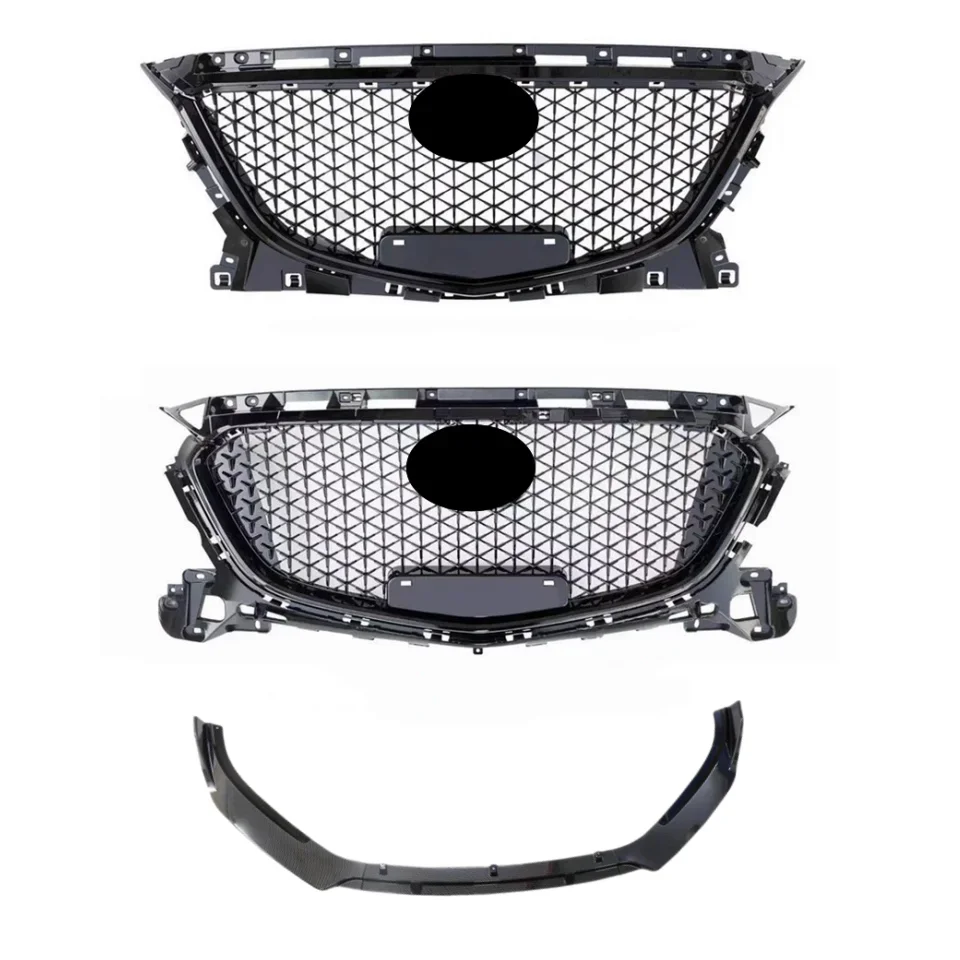 

Car Grill Front shovel for Mazda 3 Axela 2014-2020 modified Grille Front Bumper Net Radiator Grille Three stage Front shovel