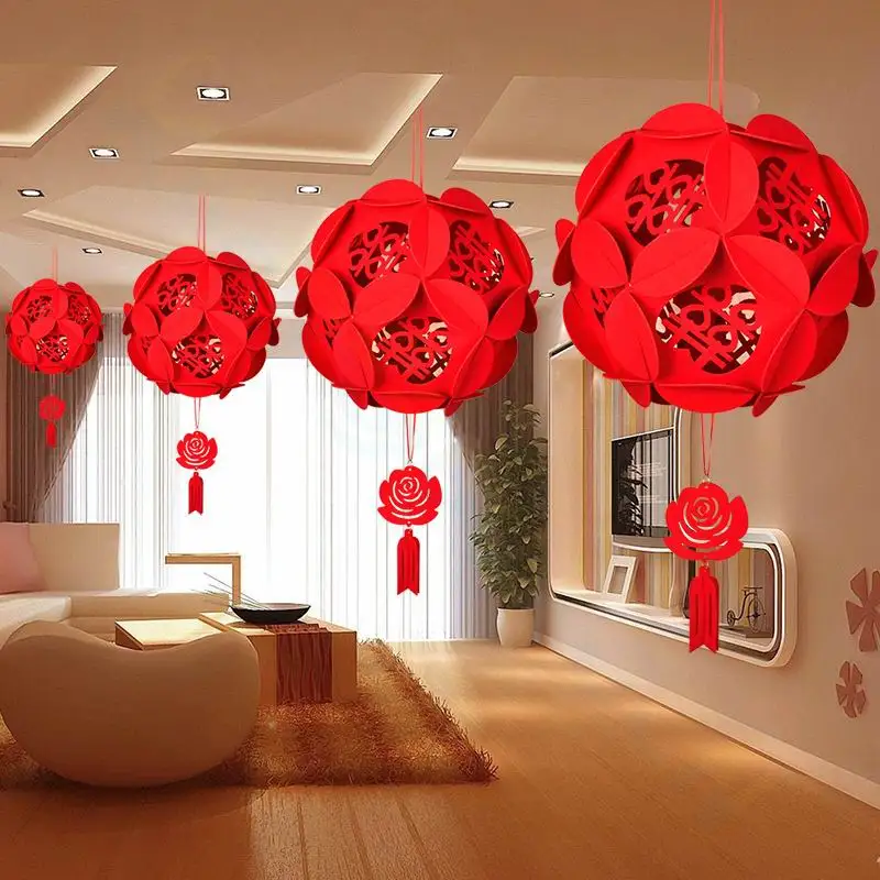 double  xI hydrangea red  lantern Pendant room bar hotel Party decoration Flower ornament wedding Venue Decor Festival Supplies