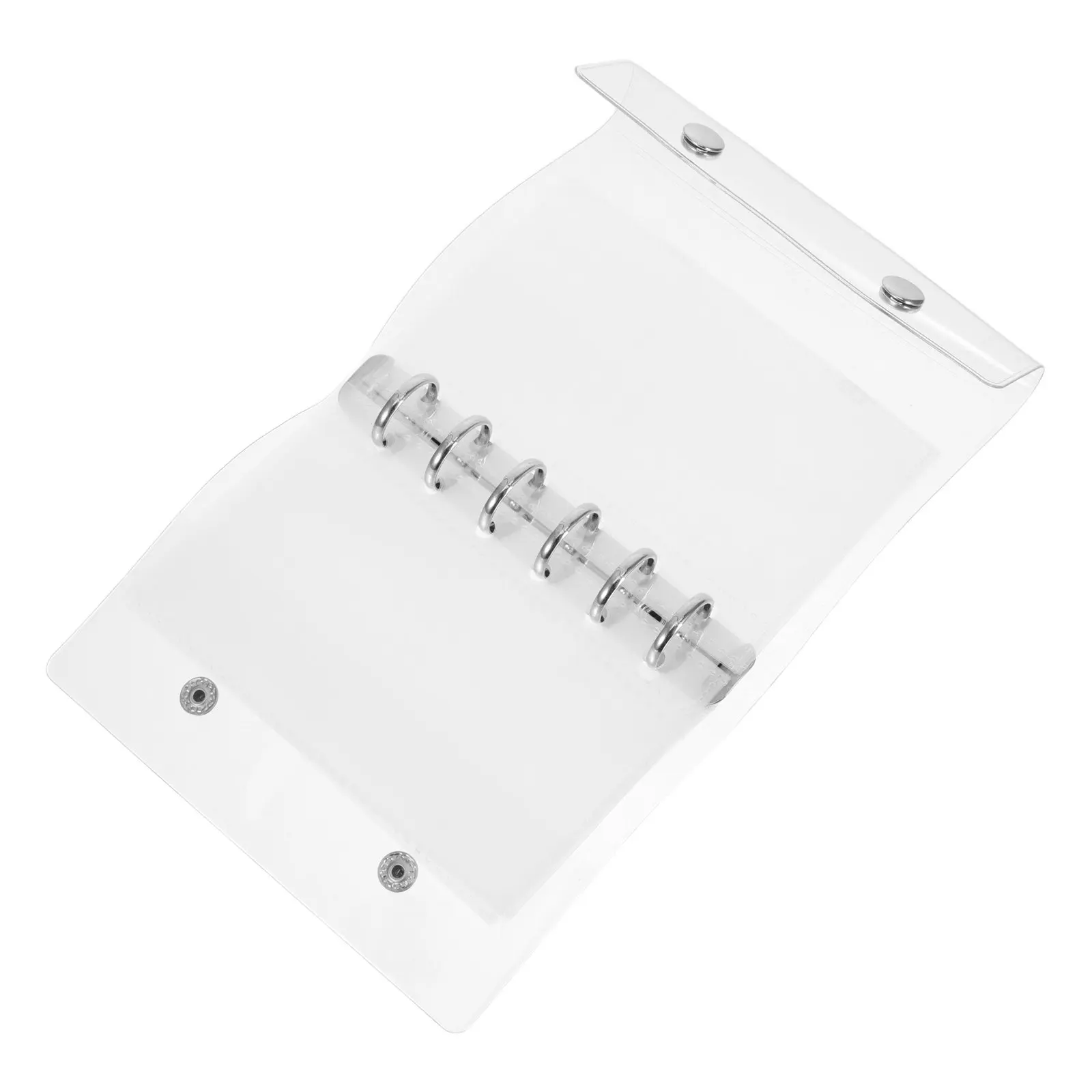 

Clear A7 PVC Soft Binder Cover with 6 Rings Snap Button for Refillable Journal Office File Education Notes Loose Leaf Holder