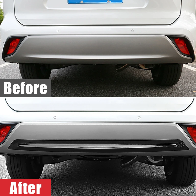 Carbon Car Rear Tail Trunk Bumper Frame Strip Cover Trim Sticker For Toyota Highlander XU70 Kluger 2020 2021 2022 2023 Hybrid