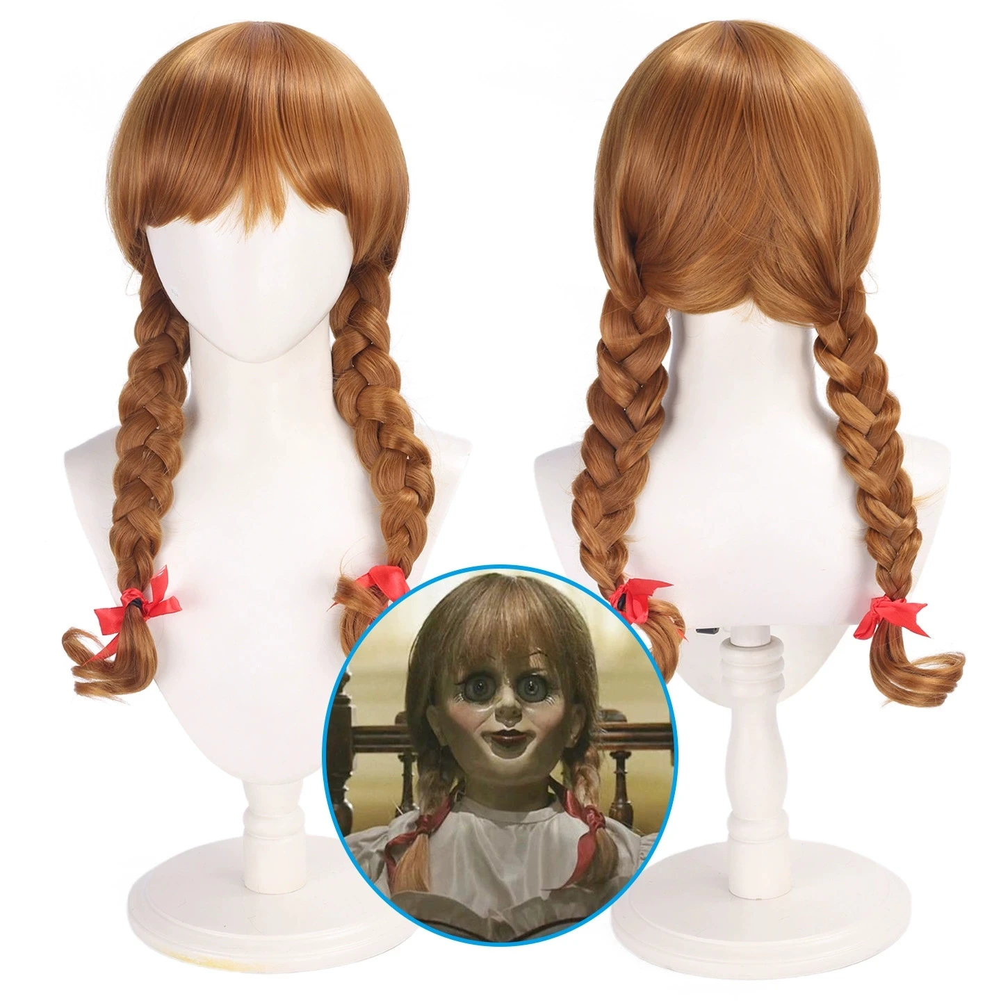 

Женский парик для косплея на Хэллоуин Annabelle, оранжевые костюмы из косичек