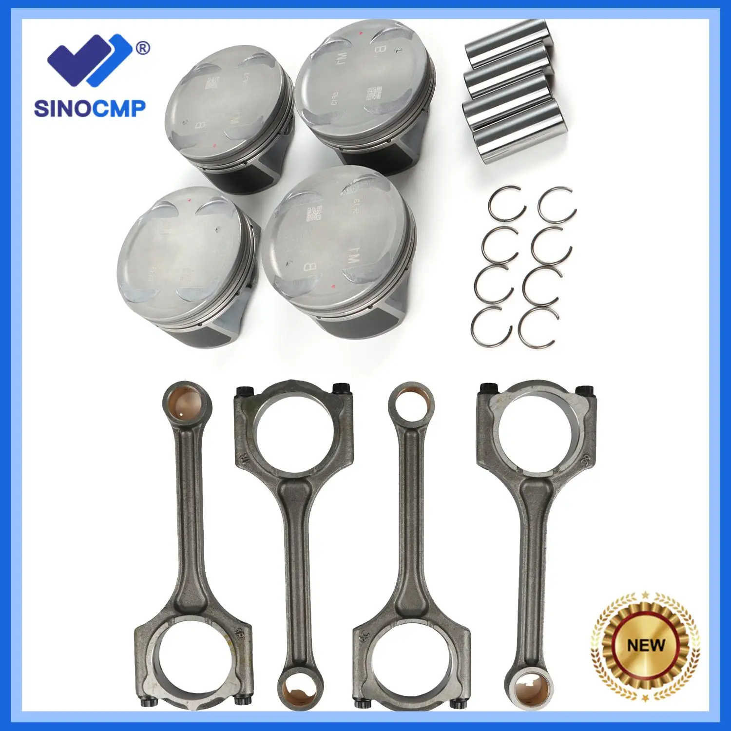 

4pcs G4NB Engine Pistons Rings & Connecting Rod Set For 2014-2015 Kia Forte 1.8L 23041-2E100 23510-2E101 New