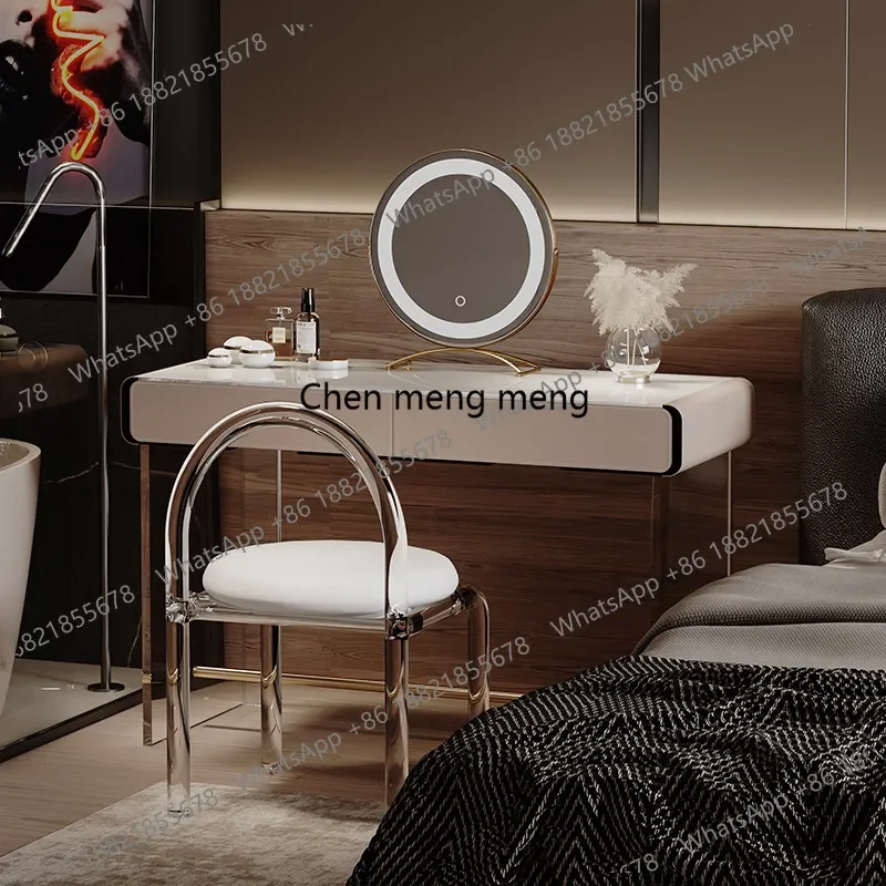 M178 Outlet Luxury Lights Vanity Tables Nordic Lock Simple Wood Makeup Desk Dresser Bedroom Girl Glass Coiffeuse De Chambre